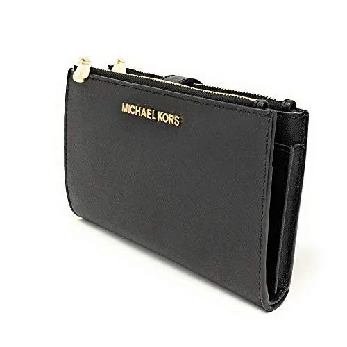 Michael Kors Women's Jet Set Travel Double Zip Wristlet, Black Saffiano, One Size | Walmart (US)