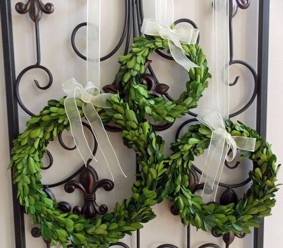 CHOOSE 6" 8" OR 10" Small Mini Preserved Boxwood Christmas Wreath with Sheer Ribbon-Year Round Wr... | Etsy (US)