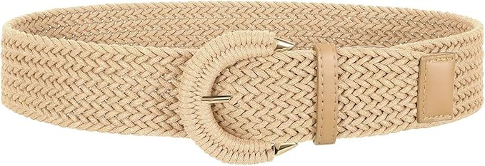 Women Wide Woven Belt for Dresses Fashion Rattan Braided Waist Belt Straw Raffia Boho Belt for Je... | Amazon (US)