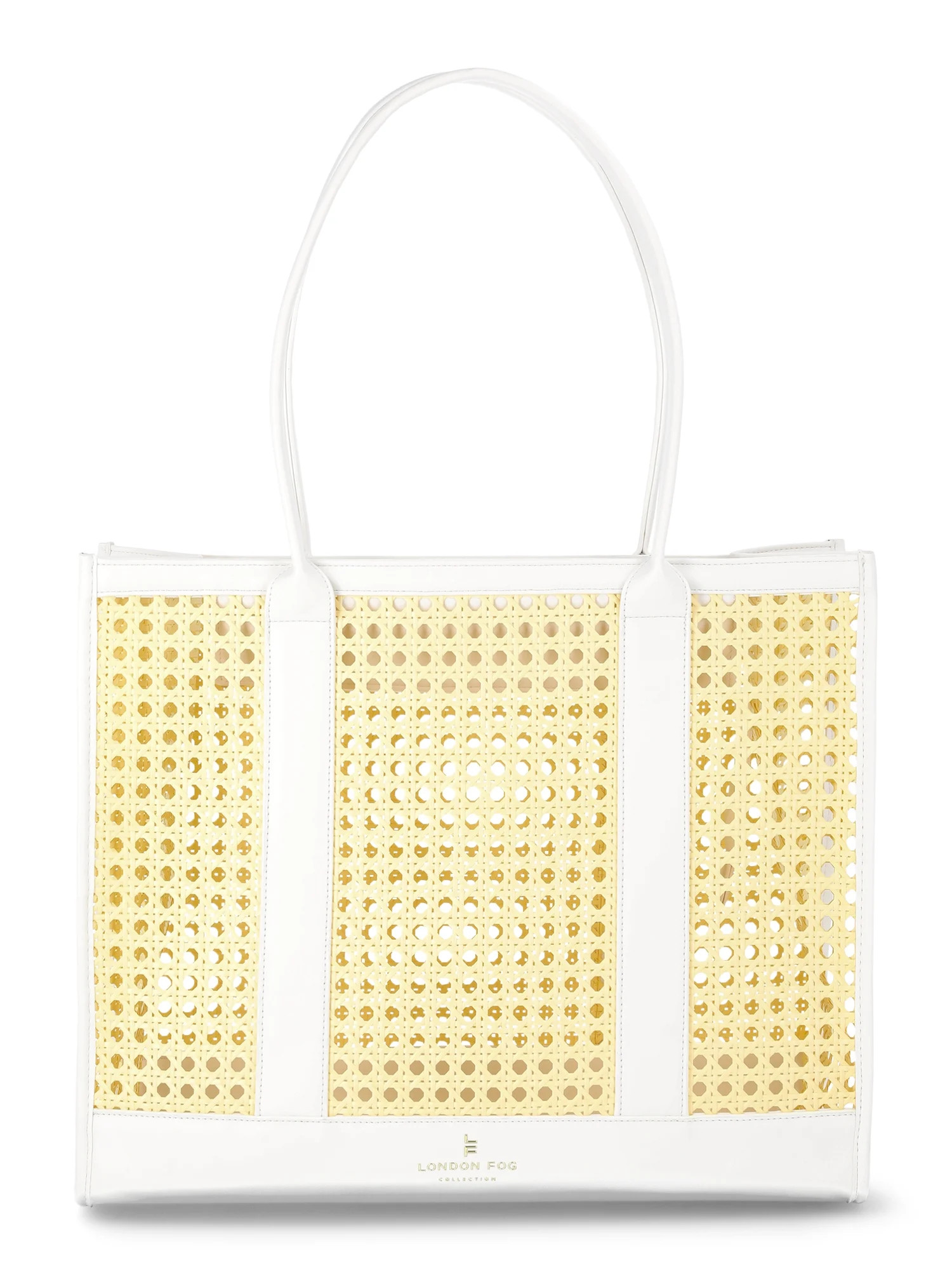 London Fog Women's Daisy Woven Lattice Boxy Tote, White | Walmart (US)