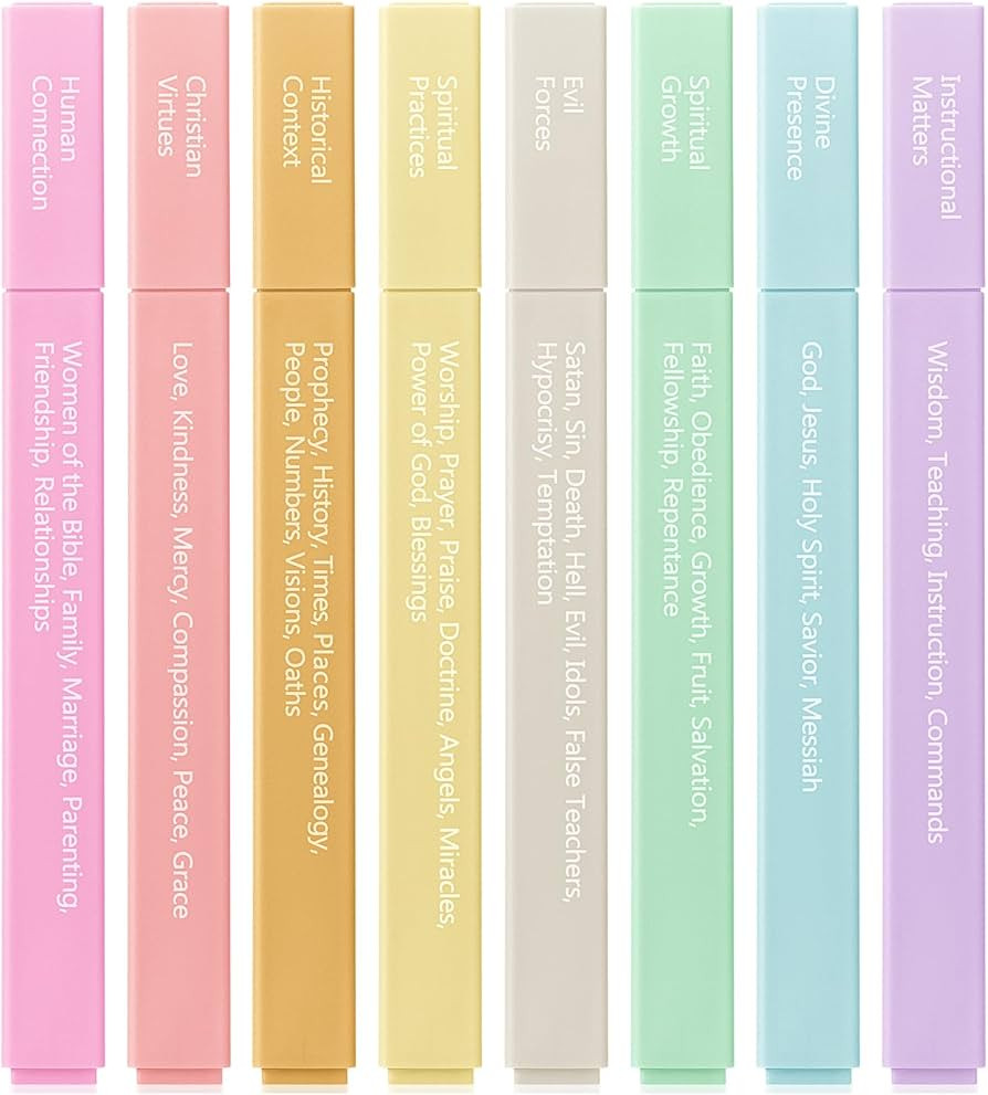 Mr. Pen- Bible Highlighters with Color-Coding System, 8 Pack, Soft Pastel Aesthetic Highlighters ... | Amazon (US)