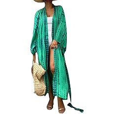 Bsubseach Stylish Tie Dye Open Front Long Kimono Swimsuit Cover Up for Women Swimwear Cover Ups | Amazon (US)