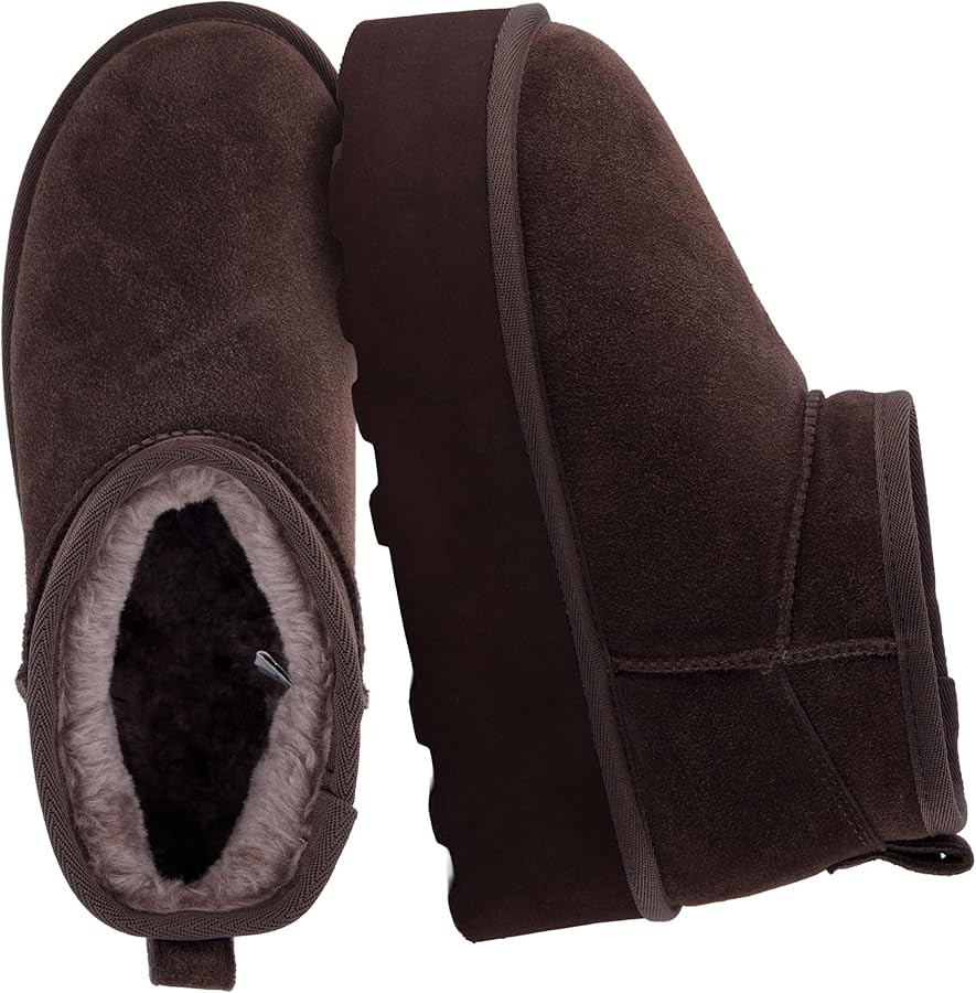 CUSHIONAIRE Hippy Women’s Platform Ankle Boots – Genuine Suede, Faux Fur Lining, Cozy Winter ... | Amazon (US)
