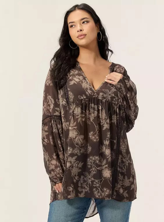 Inset Trim Tunic in Multi | Torrid (US & Canada)
