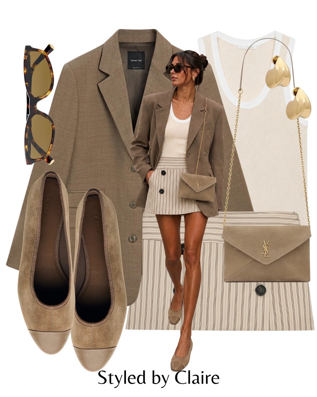 A BLAZER MOMENT🤎
Tags: massimo dutti wool oversized taupe brown stripe skirt skort Zara mini contrast piping tank top suede ballet flats ysl envelope cross body bag fashion cool girl inspo outfit ideas capsule wardrobe autumn transition

#LTKstyletip #LTKautumn #LTKshoes
