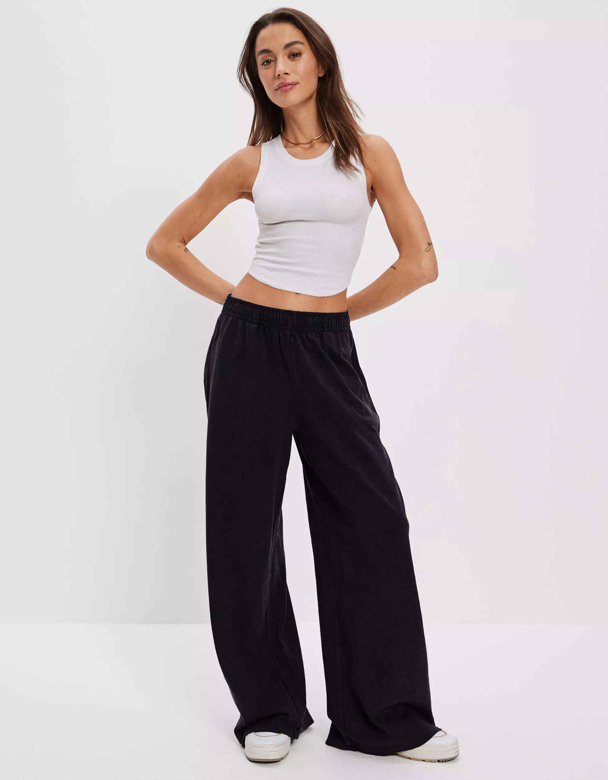 AE Sun Set Super High-Waisted Baggy Wide-Leg Knit Pant | American Eagle Outfitters (US & CA)