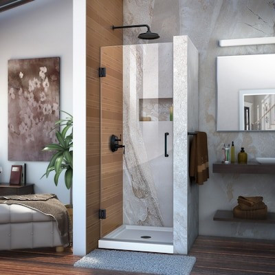 DreamLine Unidoor 24-in W x 72-in H Frameless Hinged Satin Black Alcove Shower Door (Clear Glass)... | Lowe's