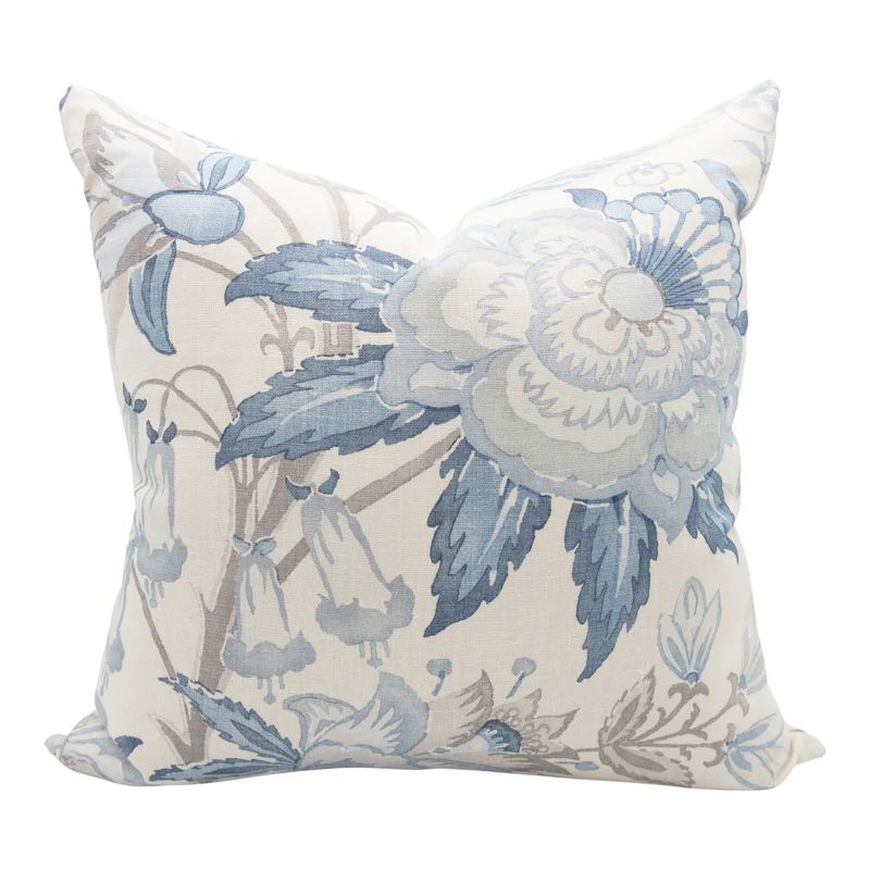 Daniela Floral Blue and Grey Designer Luxury Pillow | Arianna Belle