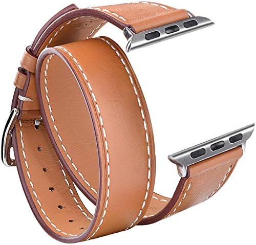 V-MORO Leather Bands Compatible with Apple Watch Band 38mm/40mm Women Men Double Tour Bracelet Re... | Amazon (US)