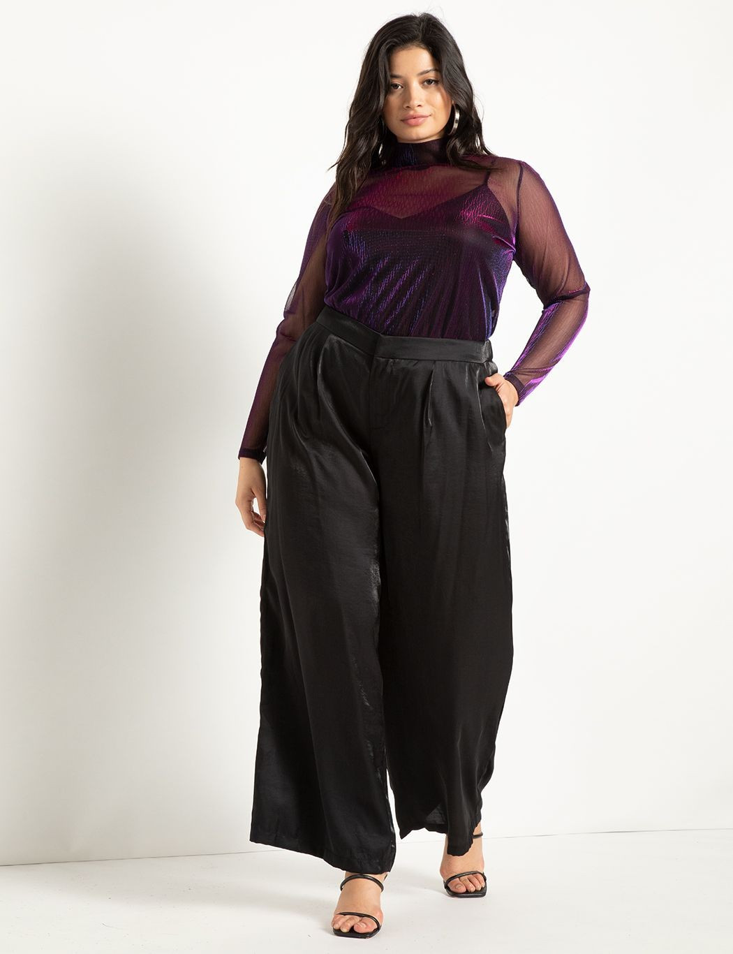 Wide Leg Shimmer Pant | Eloquii