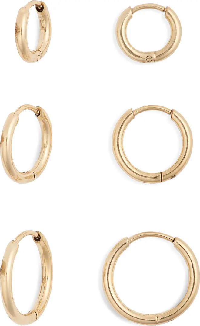 Nordstrom Set of 3 Waterproof Huggie Hoop Earrings | Nordstrom | Nordstrom