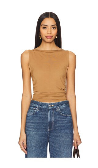 Rag & Bone Luca Shirred Tank in Tan. - size M | Revolve Clothing (Global)