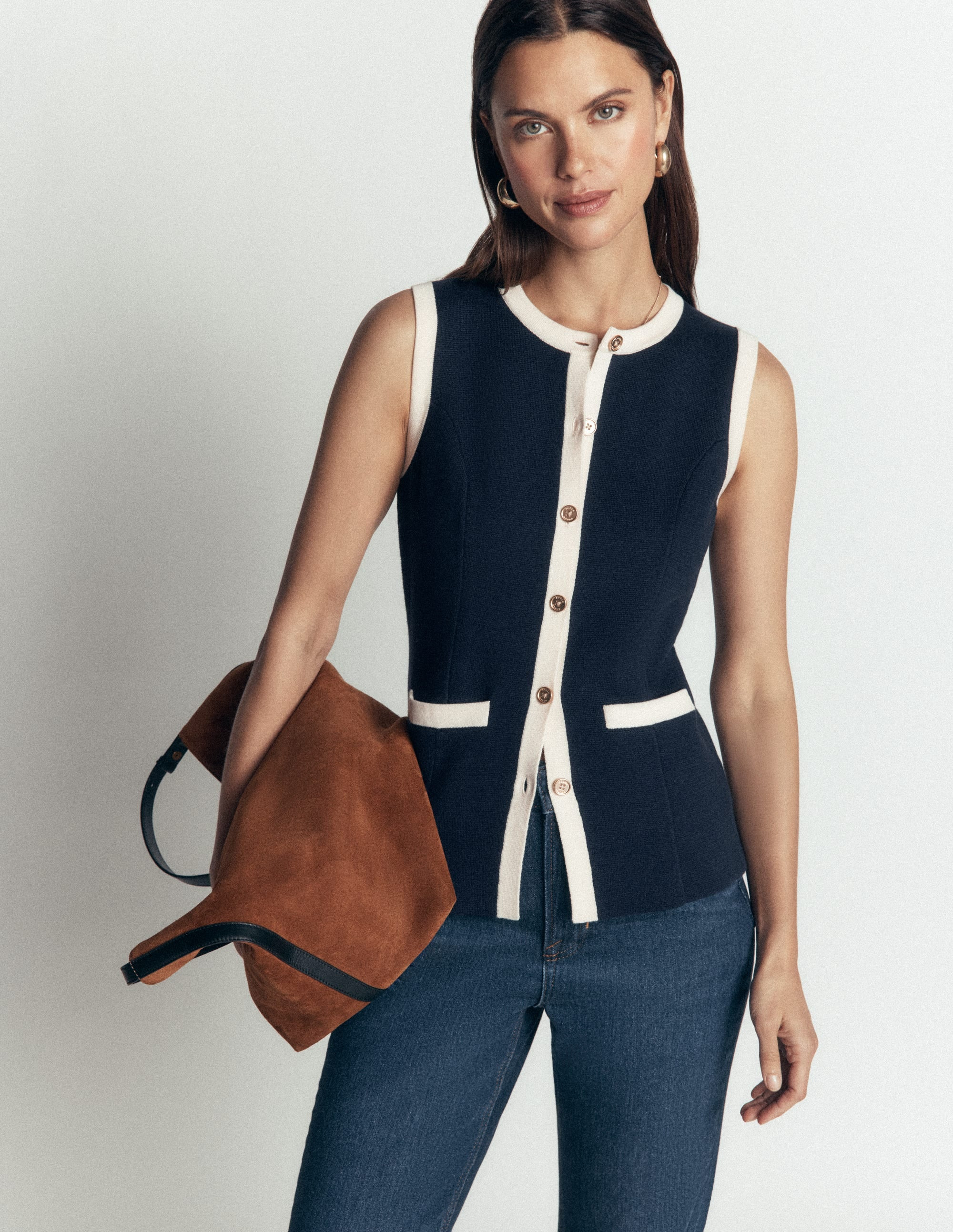 Crew Milano Waistcoat-Navy | Boden UK