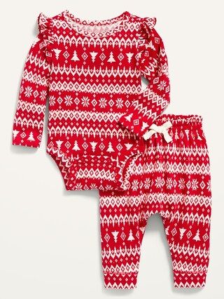 Unisex Printed Thermal-Knit Bodysuit &#x26; Leggings Set for Baby | Old Navy (US)