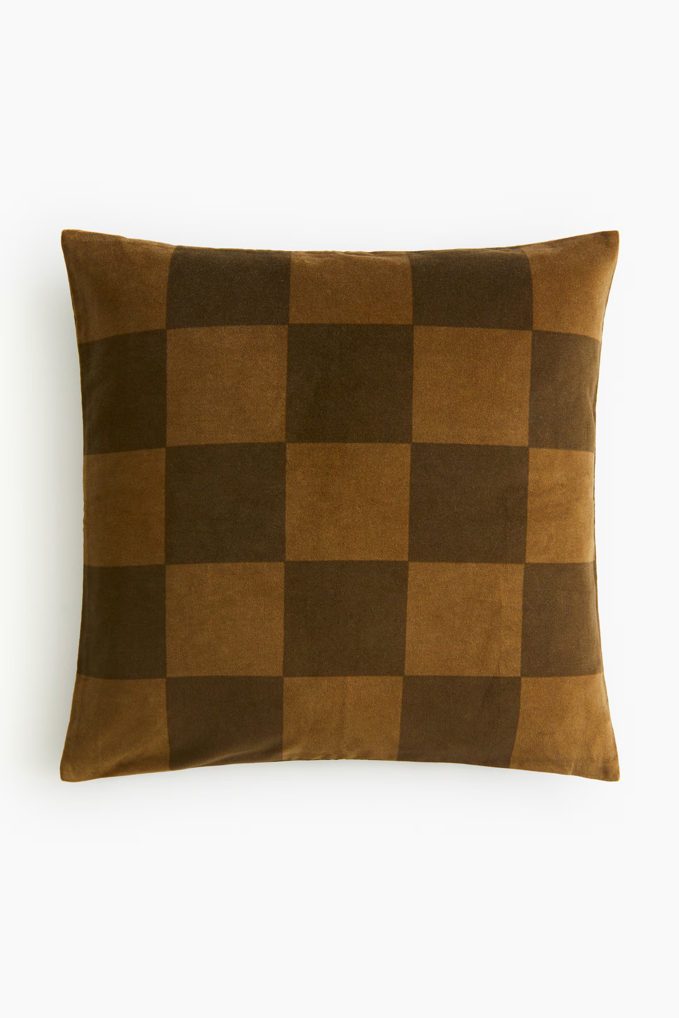 Checked Velvet Cushion Cover - Brown/checked - Home All | H&M US | H&M (US + CA)