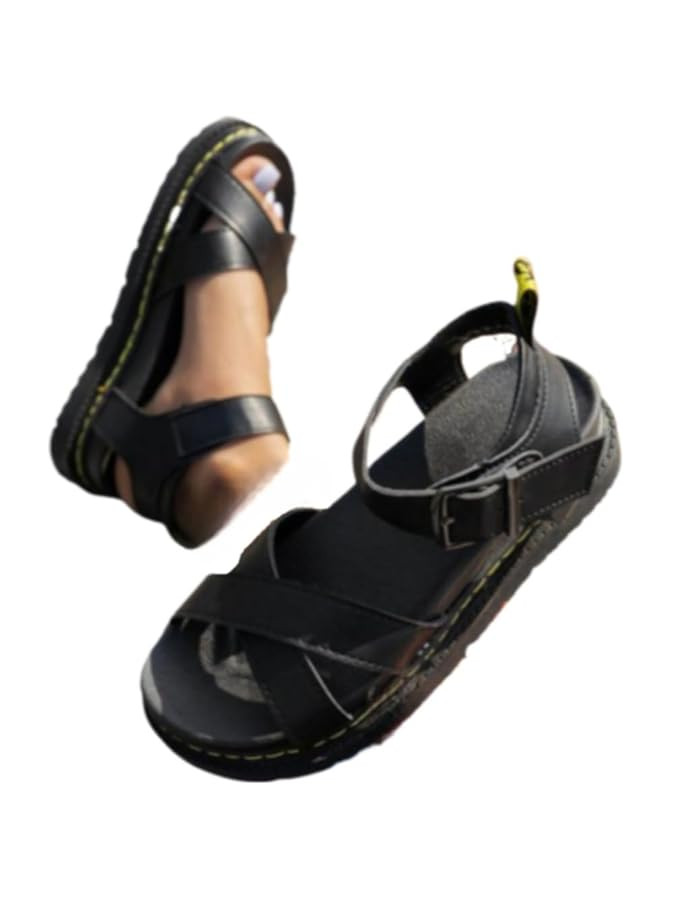 Women's Fashionable Solid PU Leather Sandals Platform Slides Casual Comfortable Slippers for Wome... | Amazon (US)