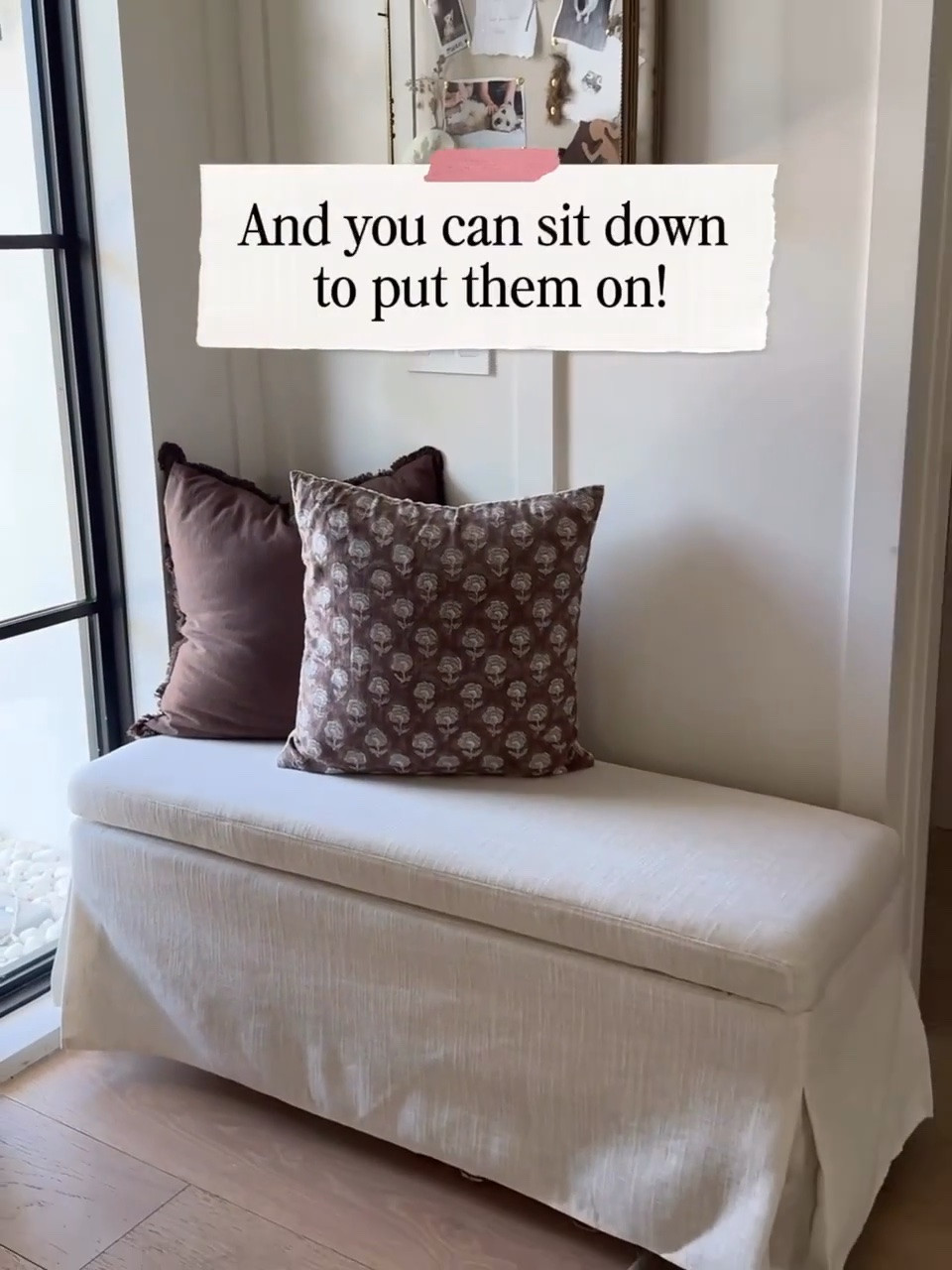 I have been looking for a beautiful shoe storage solution for so long! I really wanted something that felt designed and intentional and not cheap or flimsy. One of my followers recommended this storage ottoman and I could not be more in love with it! It holds up to 14 pairs of shoes inside if you double stack but if you only want one layer you can do 7 pairs easily. And then you can fit an additional seven pairs underneath. such a great little refresh for fall if you’re trying to clean up all the cluttered shoes at your front door! Plus, it doubles in a bench to sit on to put your shoes on. I will also link a few other shoe storage solutions that people recommended to me online when I asked for recommendations. And make sure to watch my next post where I’ll show how you can also use this bench for a pillow storage solution in your room!

#LTKHome