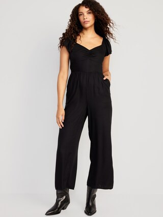 Fit &amp; Flare Flutter-Sleeve Jumpsuit for Women | Old Navy (US)