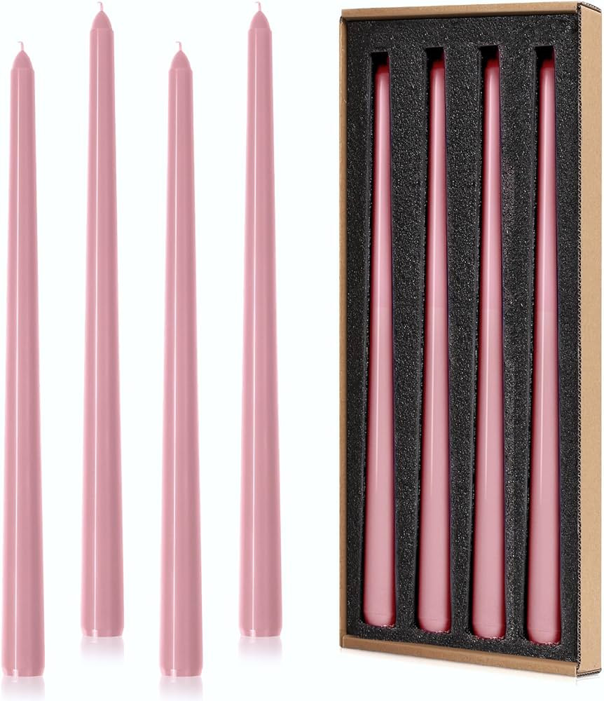 Taper Candles 12'' Tall Dusty Rose Pink Taupe Colored Candlesticks Set of 4 | Unscented 3/4 inch ... | Amazon (US)