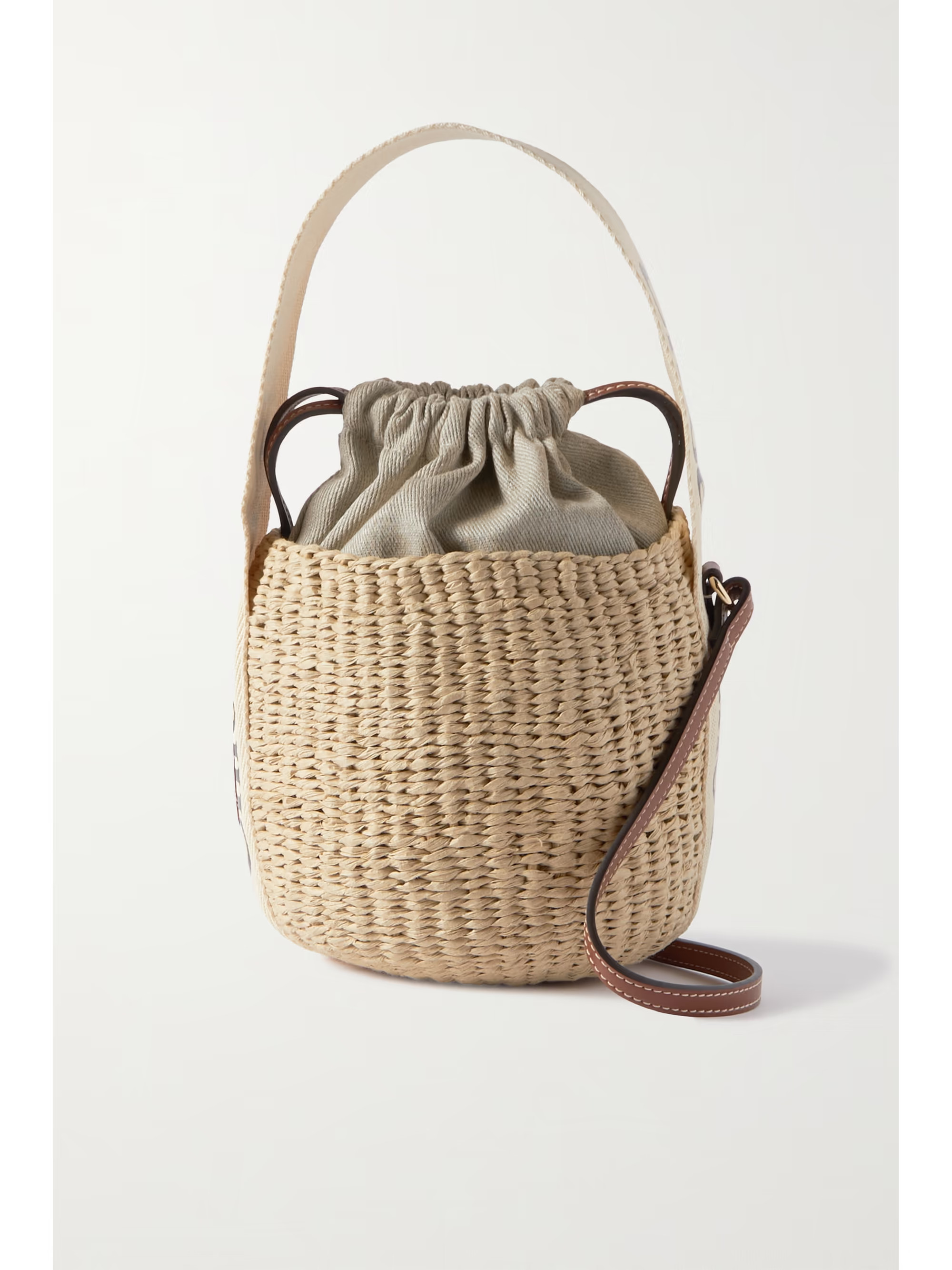 Leather-trimmed paper and linen bucket bag | NET-A-PORTER APAC
