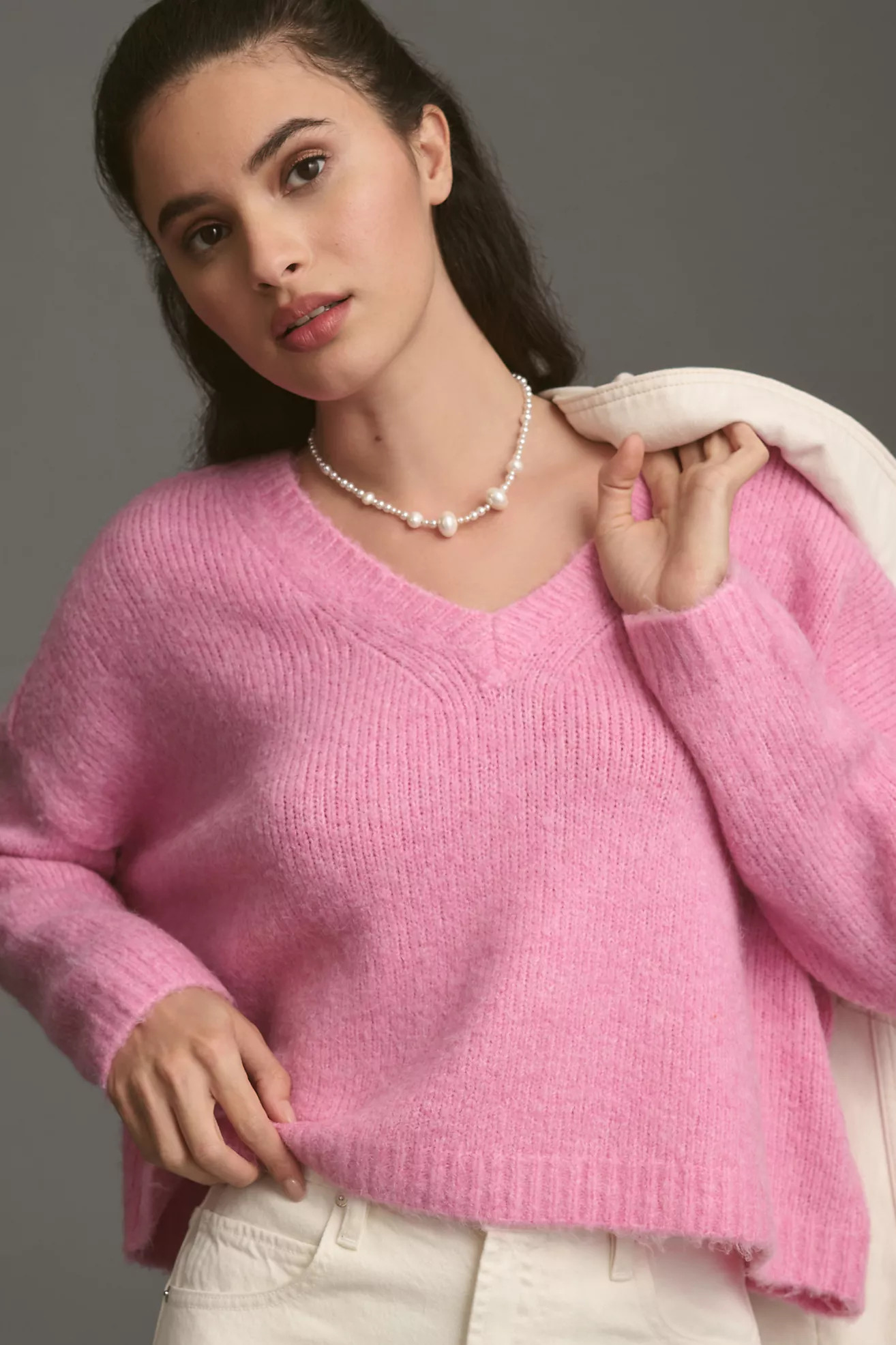Pilcro Fuzzy V-Neck Pullover Sweater | Anthropologie (US)