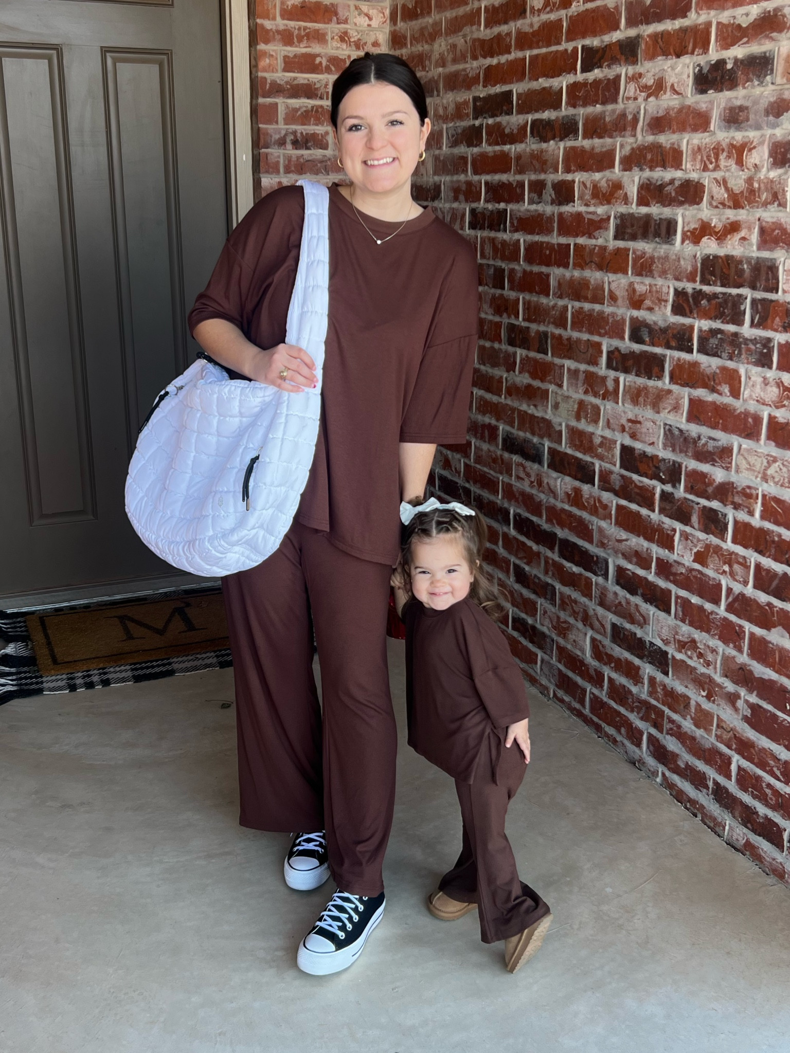Matching with my mini! 

I got tons of questions on our outfits so linking mine here and Lucy’s shoes, but her outfit is from an unlinkabke store. It’s from Everday Leisure and it’s the Cowboy coffee ribbed everday set :) 

Wearing a medium in my Amazon set. 6.5 in converse! 

Matching set / Amazon set / Amazon matching / mom outfit / looks for less / casual outfit / casual set / everyday outfit / loungewear / toddler outfit 

#LTKKids #LTKStyleTip