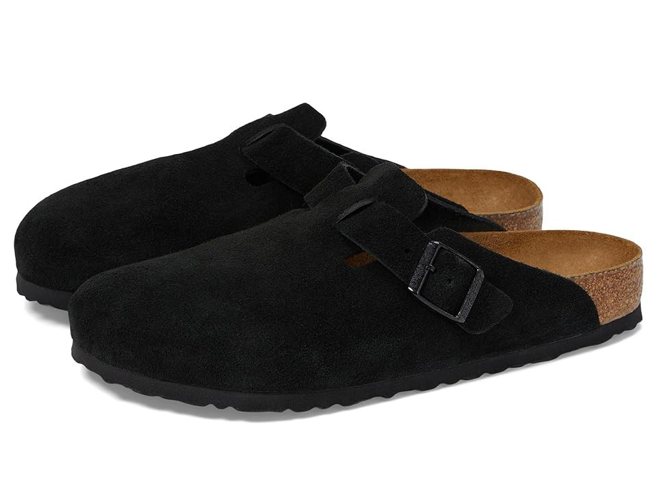 Birkenstock Boston Soft Footbed - Suede (Unisex) Clog Shoes Black Suede : EU 35 (US Women's 4-4.5) Narrow | Zappos