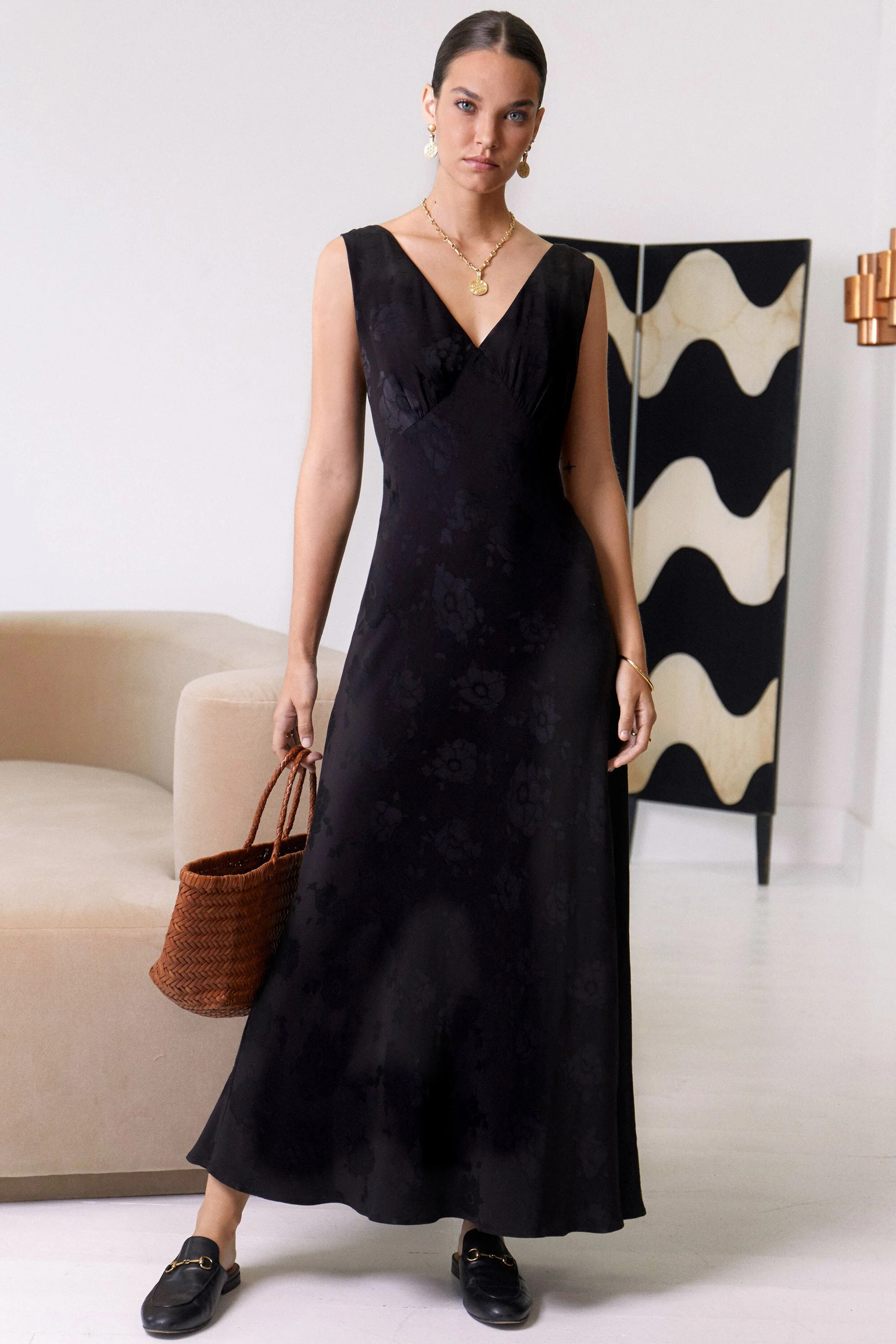 Sandrine - Black Poppy Jacquard | Rixo