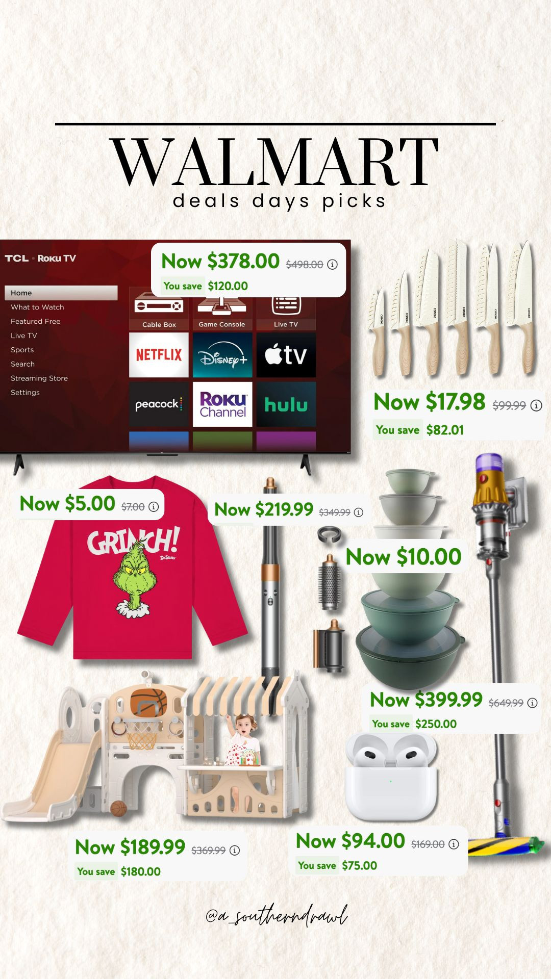 Walmart Deals Days: my top picks!✨🤍

walmart, deals, sale, sale alert, black friday, cyber monday, deals, gift ideas, gift for her, gift for him, gift for kids, tvs, holiday sweater, knife set, mixing bowls, dyson vacuum, play set, airpods, Grace White, A Southern Drawl 

 #LTKCyberWeek #LTKGiftGuide #LTKHoliday