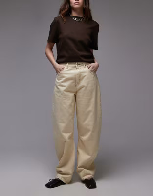 Topshop Barrel mid rise jean in buttermilk | ASOS | ASOS (Global)