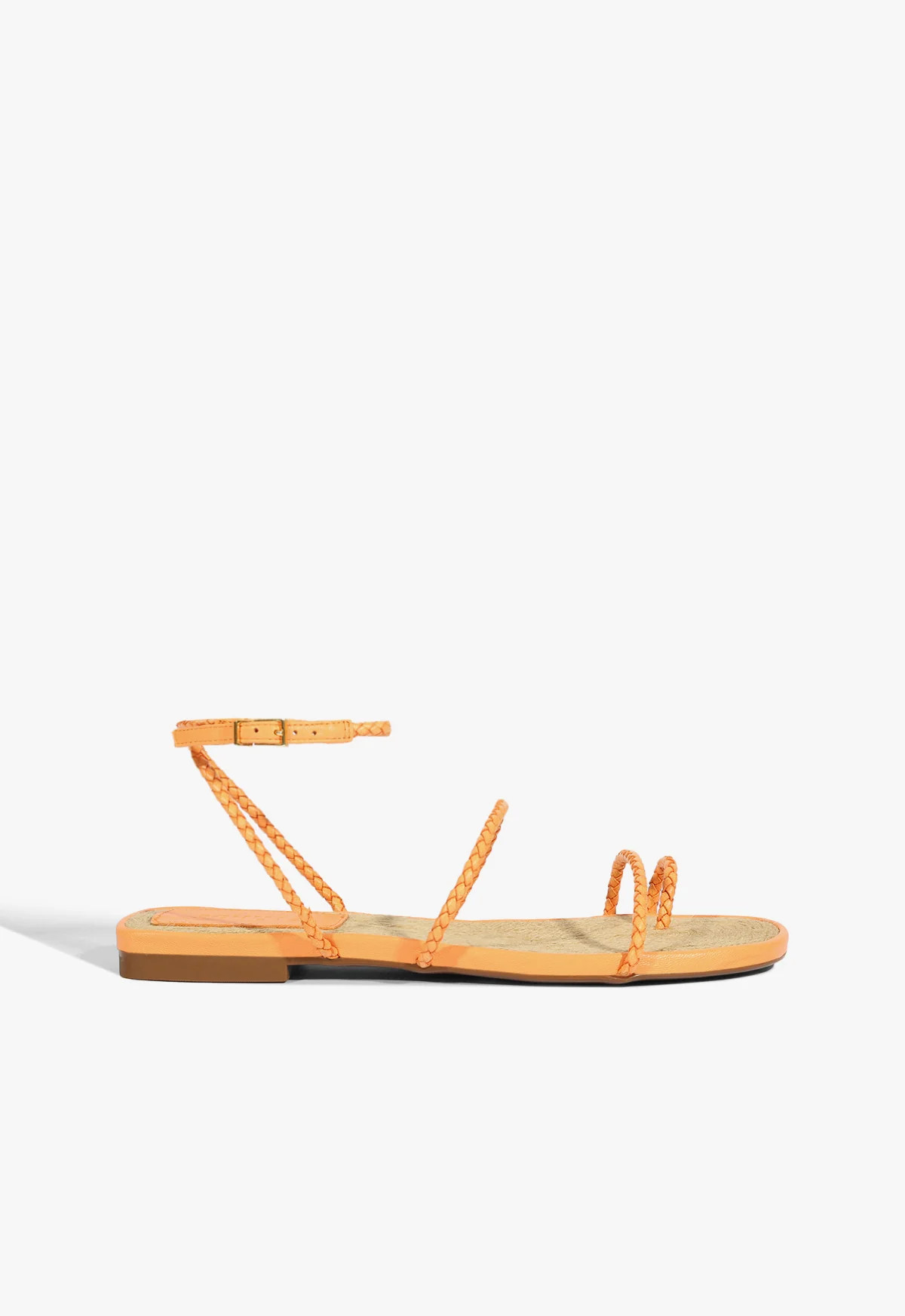 Kaya Straw Flat Sandal | Orange Leather | Schutz (US)