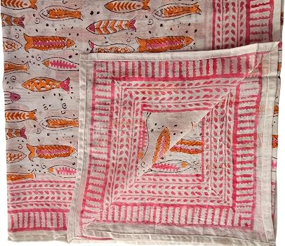INDIANHANDICRAFT Jaipuri Paisley Fish Handblock Printed 100% Cotton Pareo Sarong for Women, Size ... | Amazon (US)