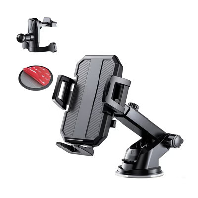 Itopfox 3-in-1 Car Phone Mount, Dashboard/Vent/Windshield Holder for iPhone & Samsung, Strong Suction (Black) | Target