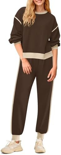 SHESHOW Fall Outfits for Women Colorblock Long Sleeve Tops High Waisted Jogger Pants Lounge Sets ... | Amazon (US)