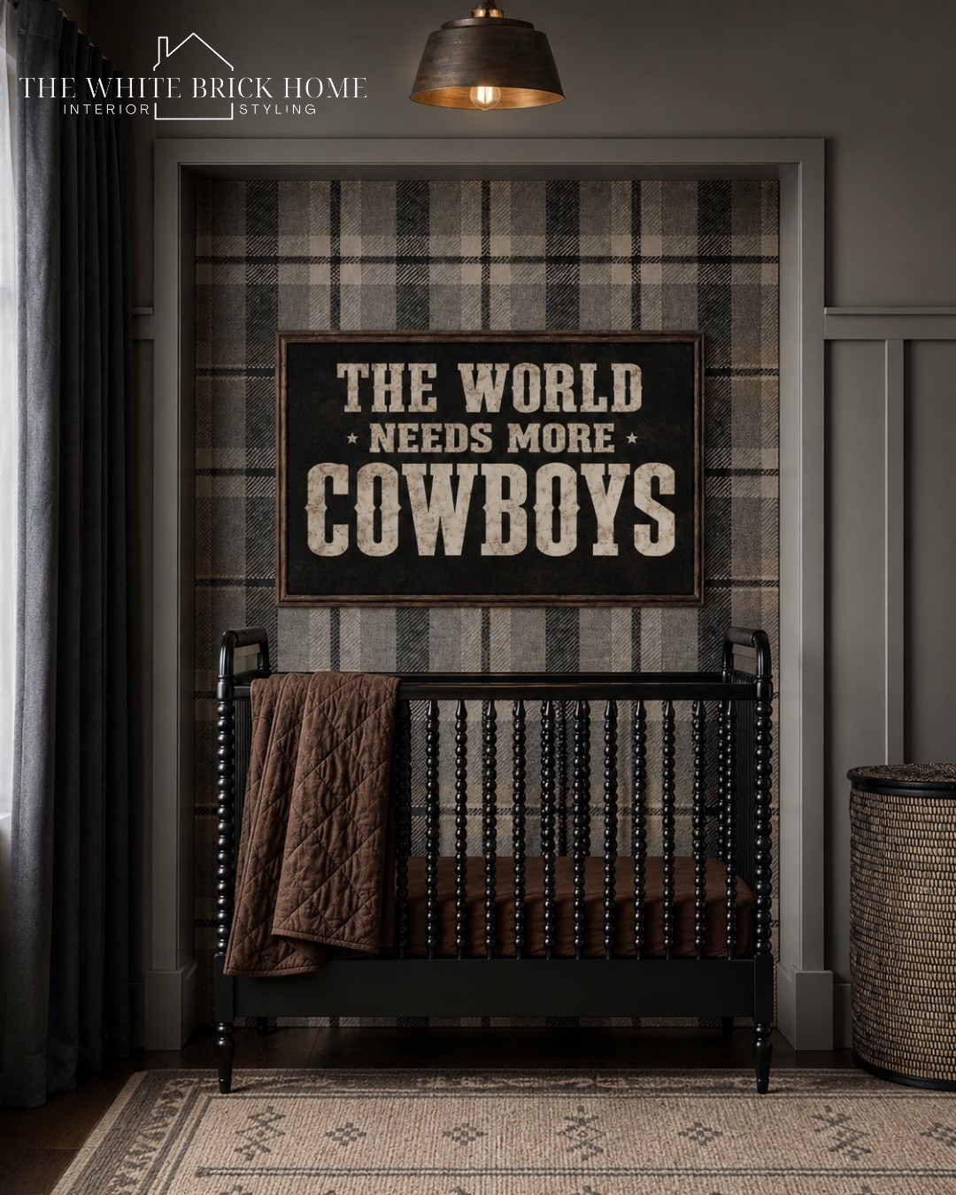 A cozy cowboy nursery where rugged western charm meets warm, timeless style. 

Nursery, nursery design, western themed nursery, horse nursery, horse nursery design, boys nursery, baby boy nursery, western themed nursery for a boy, crib, wood crib, horse rocker, wallpaper, nursery wallpaper, ceiling light, home decor, home design, baby bedroom, baby room, nursery decor ideas, moody nursery, nursery design ideas, home decor for a nursery, nursery rug, wayfair, Etsy, pottery barn baby

#LTKHome #LTKBaby #LTKBump