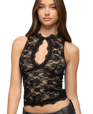 Edikted Women's Frieda Keyhole Cutout Lace Top - Black | Macy's