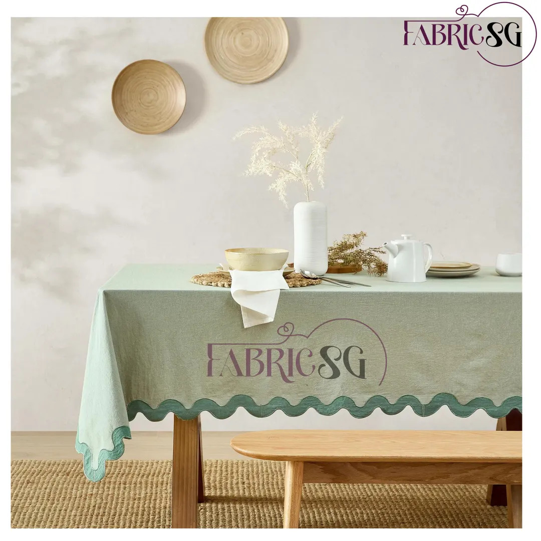 Nacascolo Scalloped Edge Stonewashed Cotton Tablecloth for Wedding Decor, Home Decor, Garden, Res... | Etsy (US)
