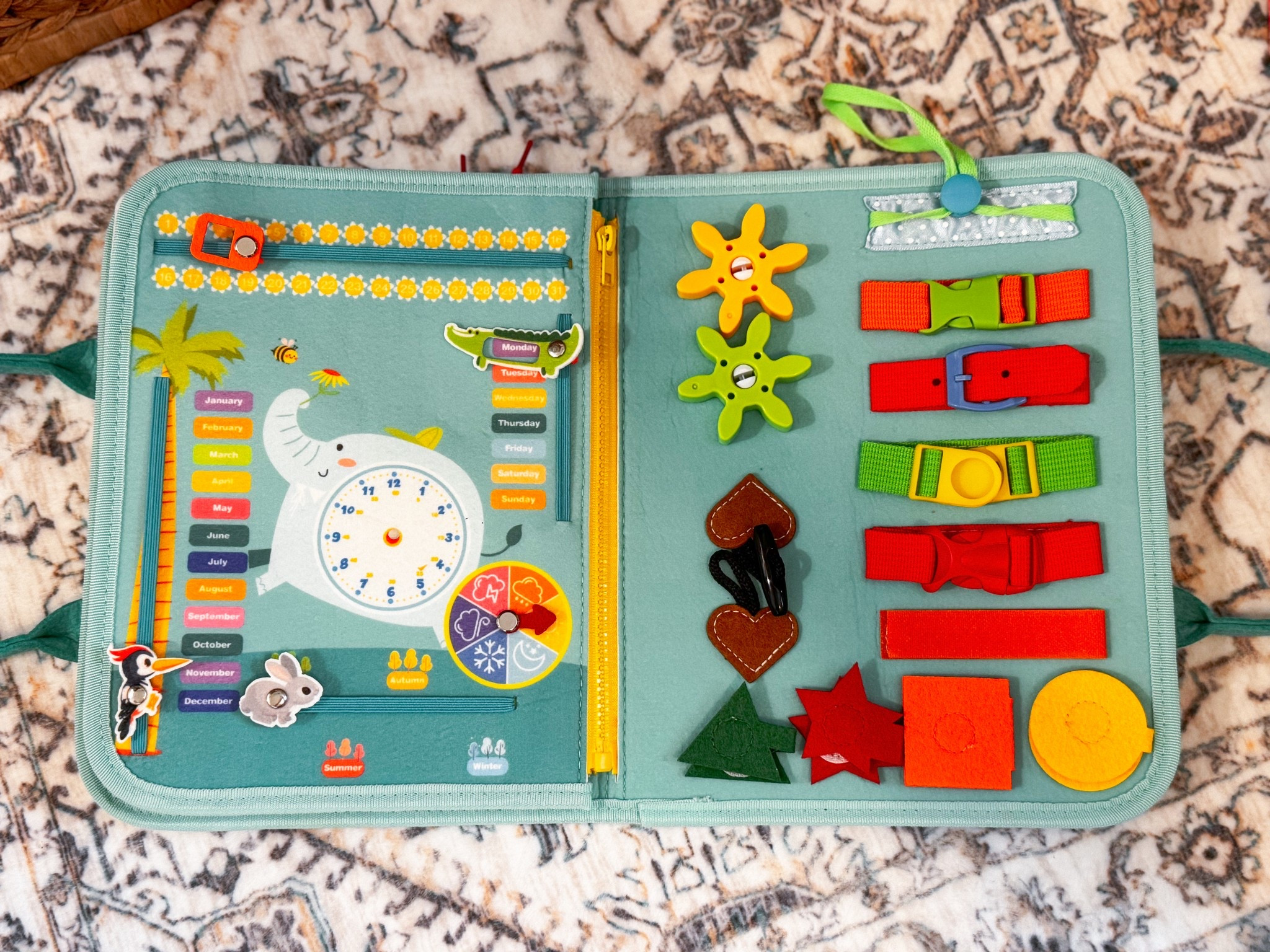 Busy book approved! This activity-packed book is a toddler favorite in our house—zippers, snaps, buttons, shapes, and even a little weather and calendar tracker. It’s the perfect hands-on way to build fine motor skills while keeping little ones happily entertained at home or on the go.

#BusyBook #MontessoriToys #ToddlerLearning #TravelToys #FineMotorSkills #EducationalToy #QuietTimeActivities #PreschoolPrep #SensoryPlay #ToddlerActivities #EarlyLearning #BusyBoardBook #LearningThroughPlay #ToddlerMustHaves

#LTKTravel #LTKKids #LTKBaby