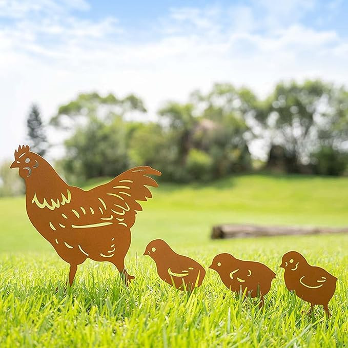 TT & MM Christmas Chicken Gifts for Women/Men,Chicken Metal Decorative 4 Pcs Garden Stakes,Hen/Ch... | Amazon (US)