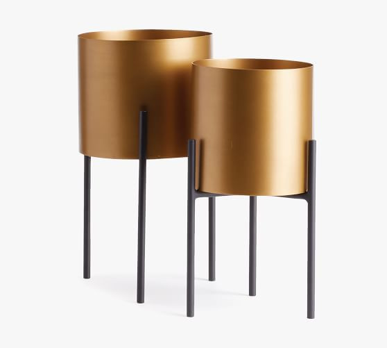Savona Antique Brass Planter on Stand - Set of 2 | Pottery Barn (US)