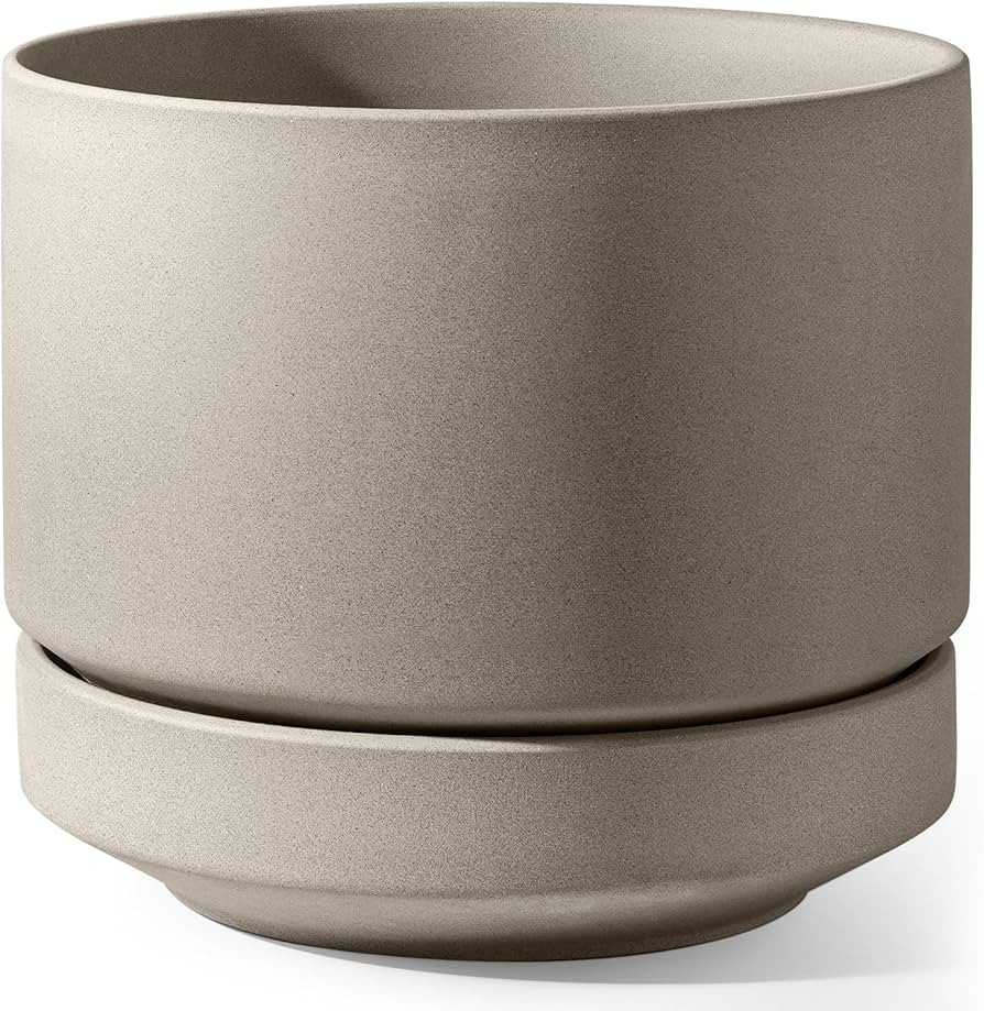 LE TAUCI 12 Inch Pots for Plants with Saucer | Ceramic Outdoor & Indoor Planter Pot for Plants | ... | Amazon (US)