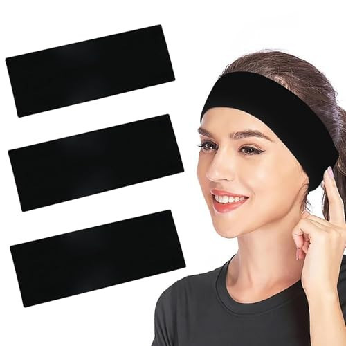 Sularpek Headband, 3Pack Black Unisex Headbands, 7.5cm Wide Stretchy Hair Band, Breathable Hair Band, Headbands for Women's Hair for Sweat-Wicking for Makeup, Yoga, Running, Sports | Amazon (UK)