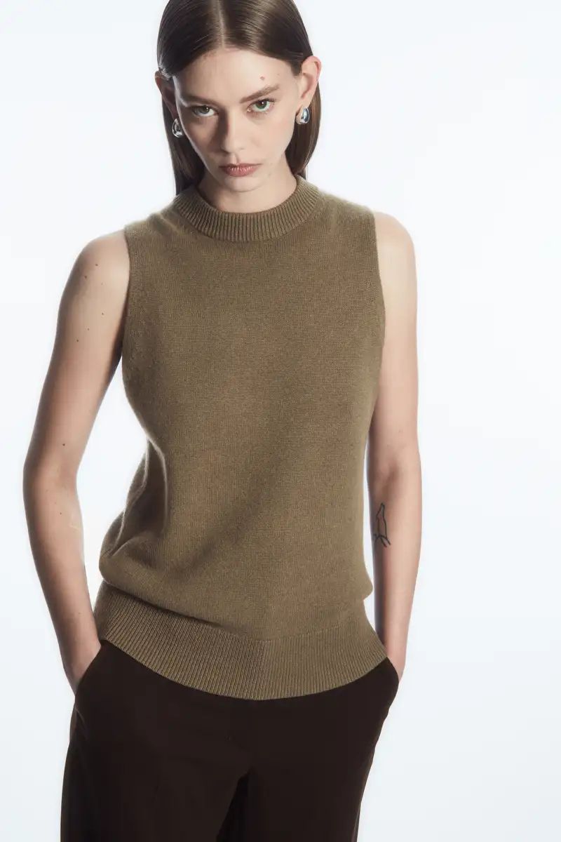 RELAXED-FIT PURE CASHMERE VEST - Light brown - COS | COS UK