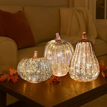 Halloween Pumpkin Glass Pumpkin Decorative Ornament, Rose Gold Mercury Glass Fall Harvest Table Centerpiece, Autumn Home Decor Accent D Halloween Decorations Halloween Party | Walmart (US)