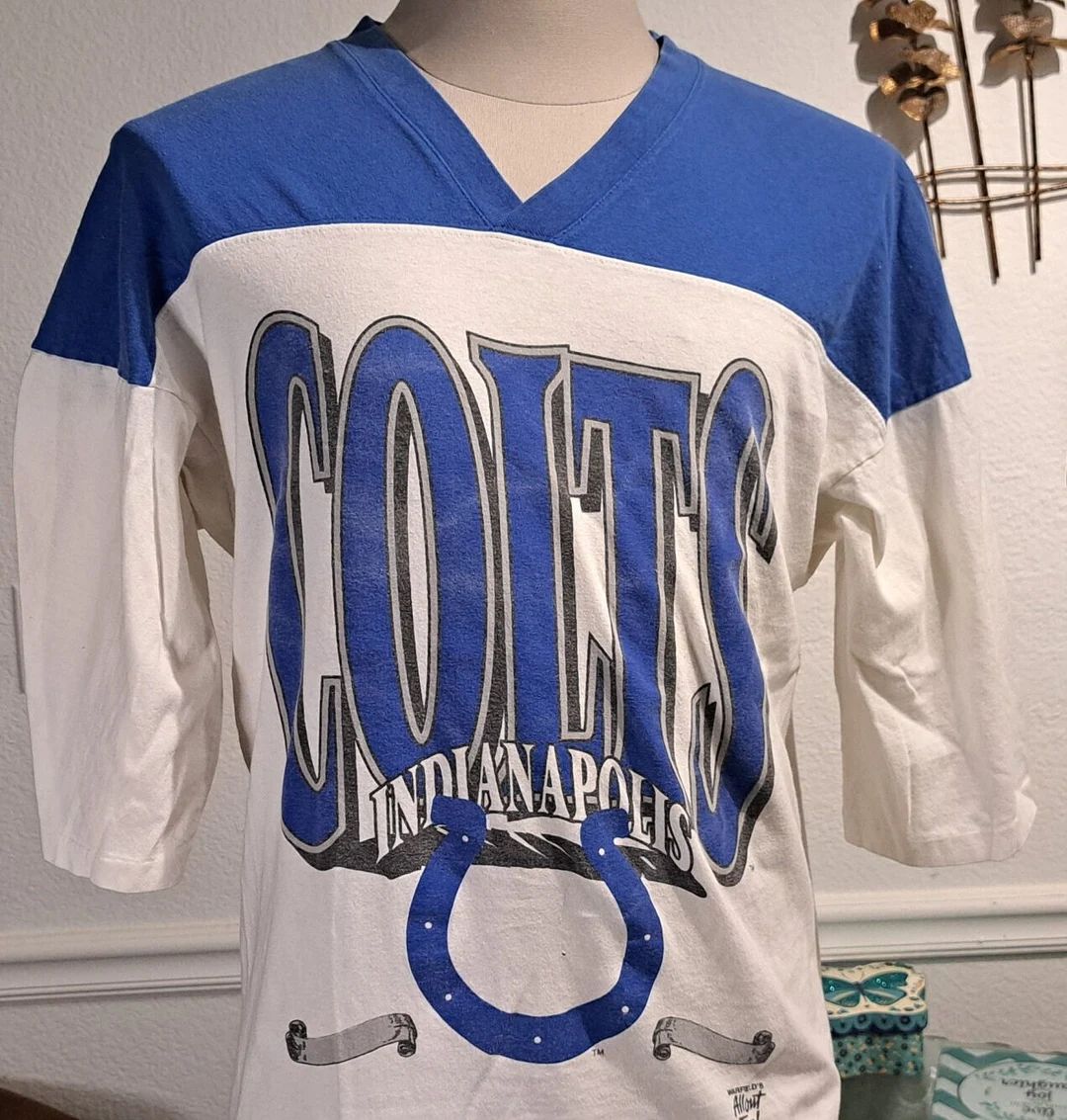 Vintage 90s Colts Indianapolis White and Blue T-shirt Size M - Etsy | Etsy (US)