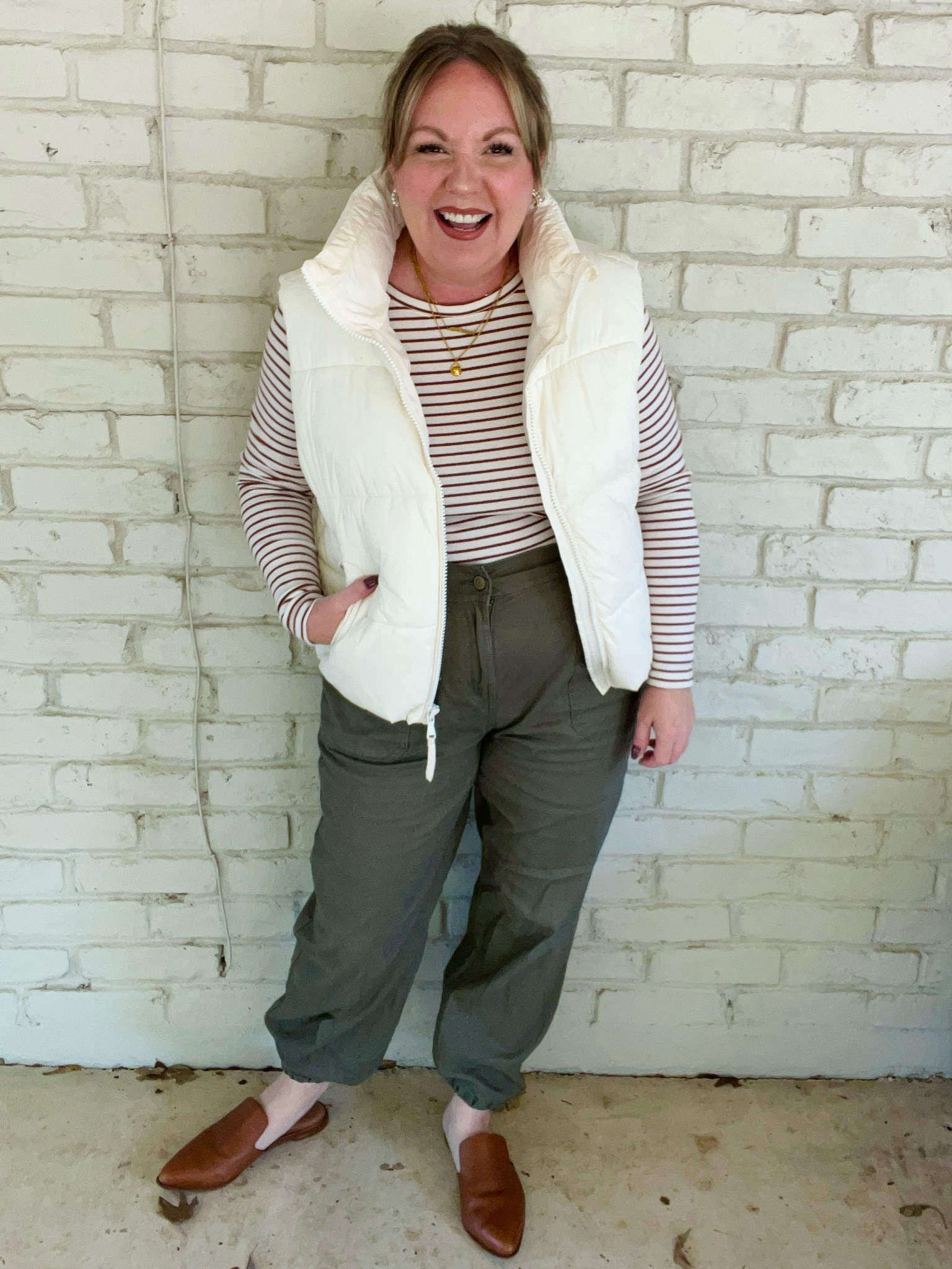 Large pants & vest; medium tee

#LTKfindsunder50 #LTKover40 #LTKmidsize