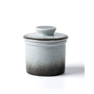 6 oz. Reactive Glaze Speckled Gray Ceramic Butter Crock with Lid, Porcelain Butter Dish for Spreadable Fresh Butter | The Home Depot