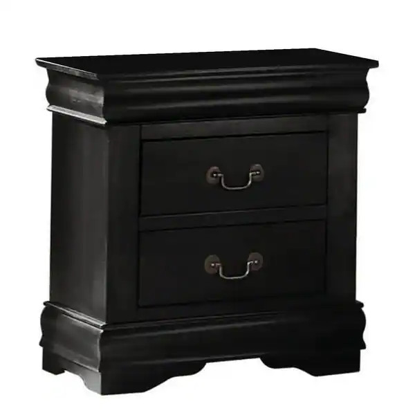 Wooden Nightstand with Two Drawers, Black | Bed Bath & Beyond