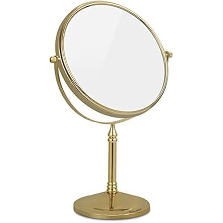 Gecious Gold Vanity Mirror Free Standing for Bathroom 8 Inches 360 Swivel Dual-Sided 1X/10X Magnifyi | Amazon (US)