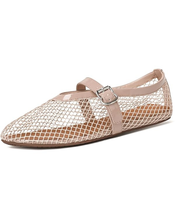 vivianly Mesh Ballet Flats Shoes for Women Flats Comfortable Dressy Round Toe Mesh Flats Fishnet ... | Amazon (US)